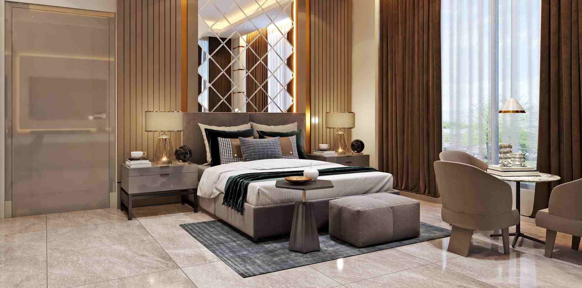 Modern interior lobby and reception area at Chordia City residential project